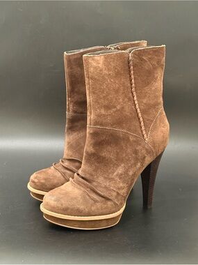UGG Australia Brown Suede Bianka Heeled Booties 8